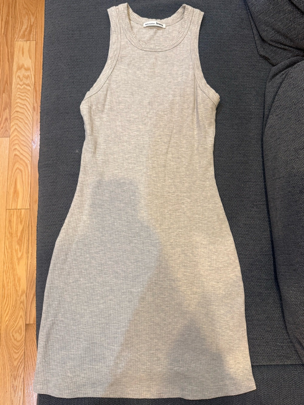 Reformation Grey Ribbed Mini Dress